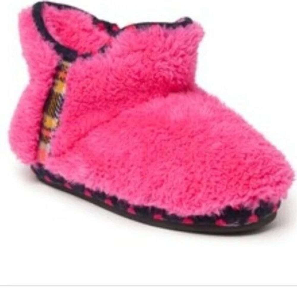 Dearfoams Memory Foam Slippers Girls 13/1 Plush Pile Pink Polka Dot Indoor/Out
